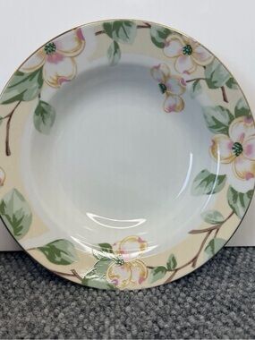 Fairfield Fine China DOGWOOD Rimmed Soup Bowls 8" Floral Gold Trim Set of 4